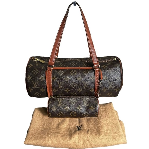 Louis Vuitton Monogram Leather 1980's Papillon 30 & Mini Papillon Dust Bag Set - Picture 9 of 11